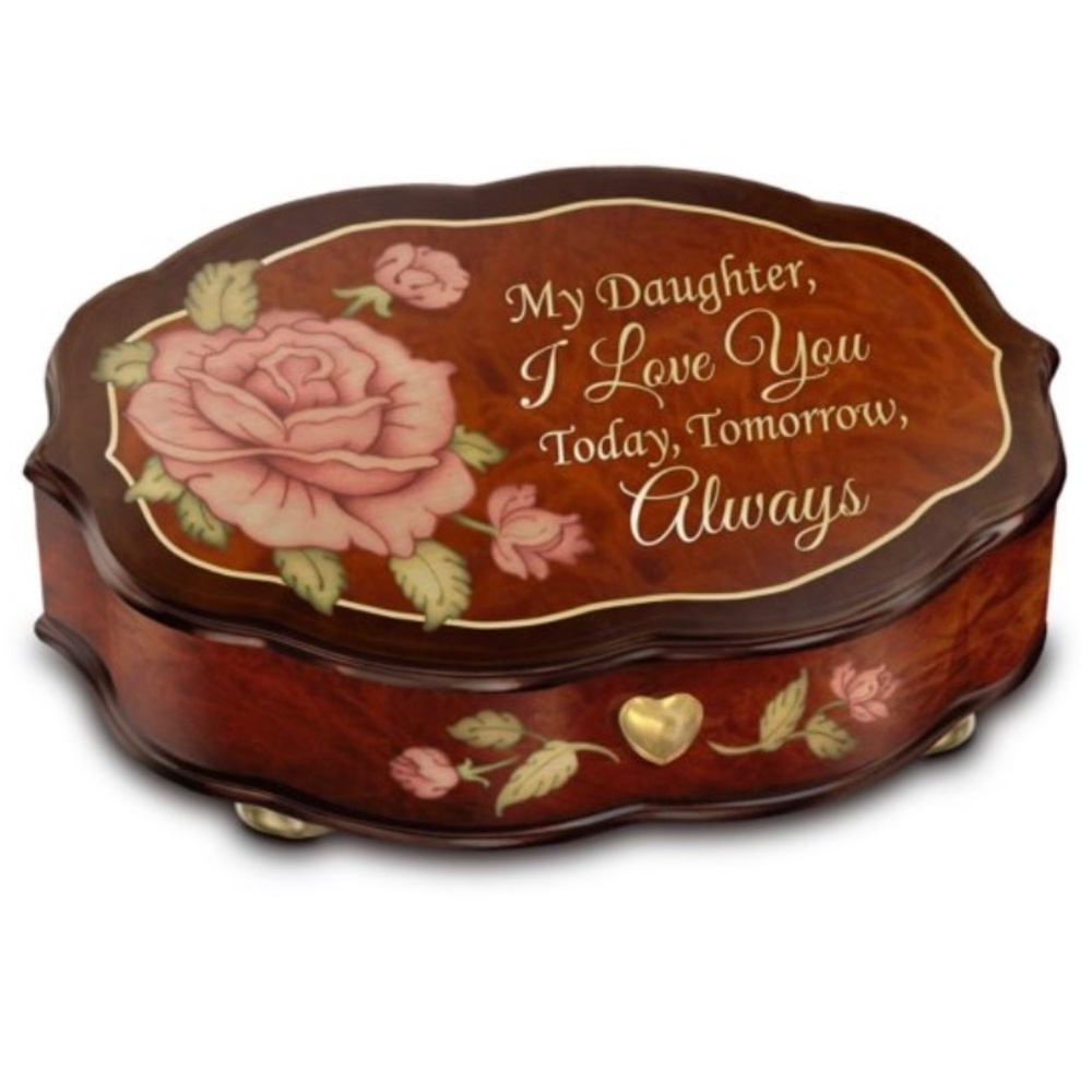 The Bradford Exchange Wooden Music Jewelry Box Inscribe My Daughter, I Love You